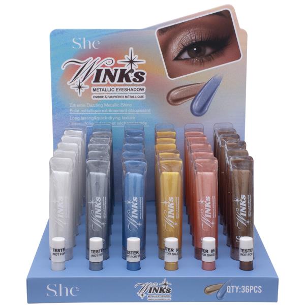 SHE MAKEUP WINKS METALLIC EYESHADOW (36 UNITS)