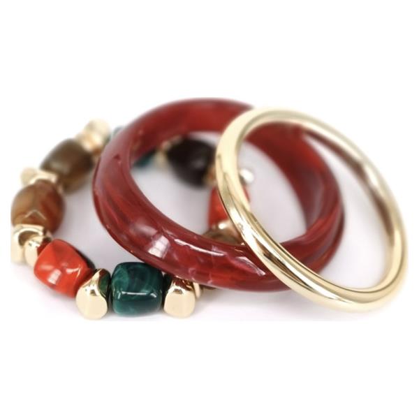 RESIN STONE BANGLE STRETCH BRACELET SET