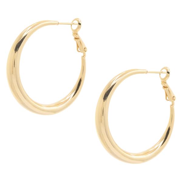 14K GOLD DIPPED ROUND HOOP EARRING
