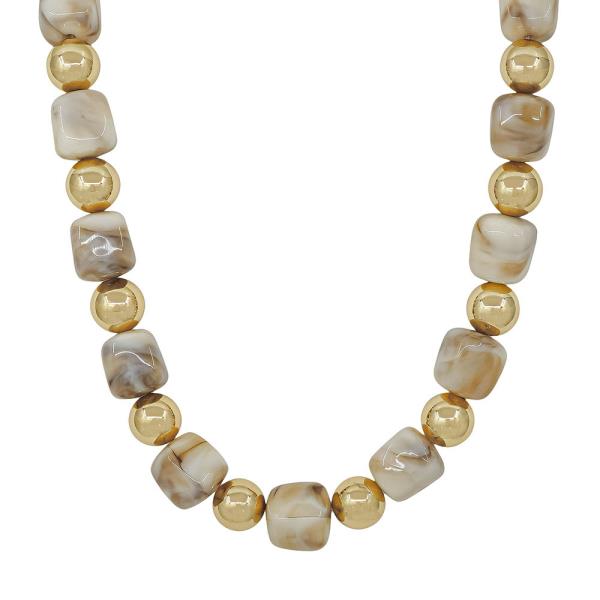16MM RESIN BEADS & 14MM CCB METAL BALL AC 17" SHORT NECKLACE