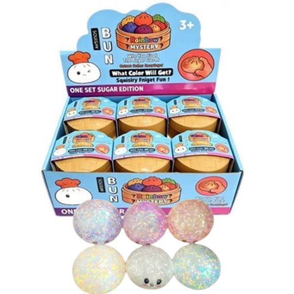 GLITTER DUMPLING SQUISHY SQUEEZE TOY (12 UNITS)