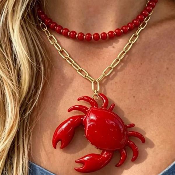 SEALIFE CRAB CHAIN PENDANT NECKLACE