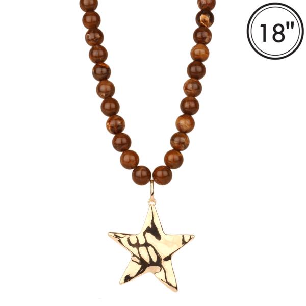 MARBLE METAL STAR NECKLACE
