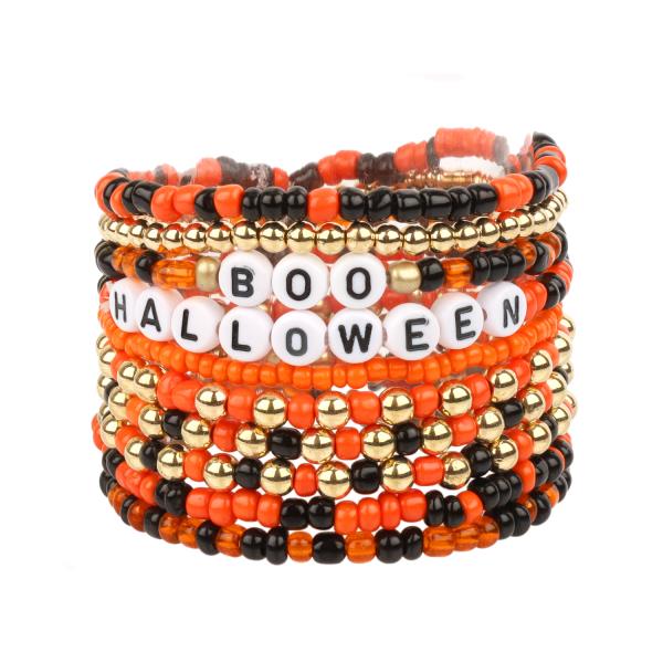 SEED BEAD HALLOWEEN STACKABLE ELASTIC BRACELET