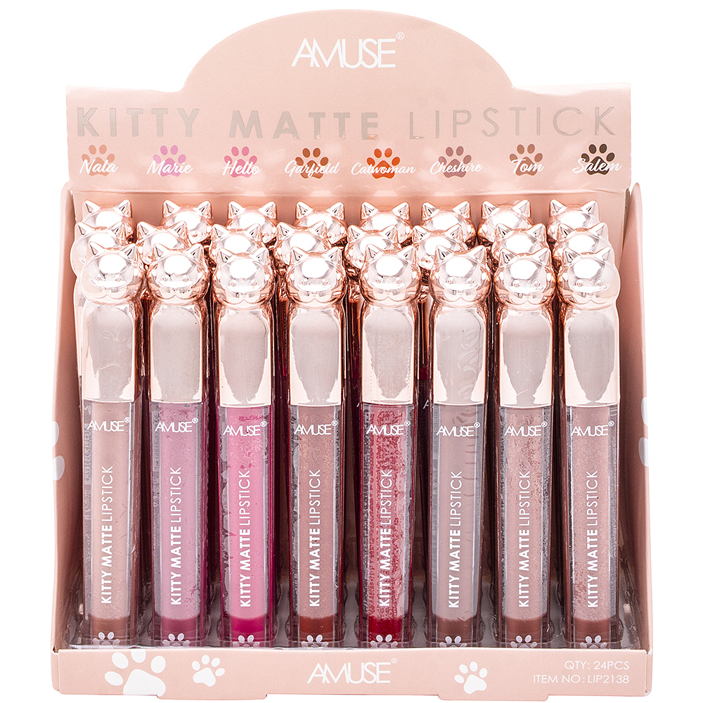 8 PCs AMUSE Kitty Matte Lipstick Set - 8 Colors Long Lasting Matte Lipgloss  Set