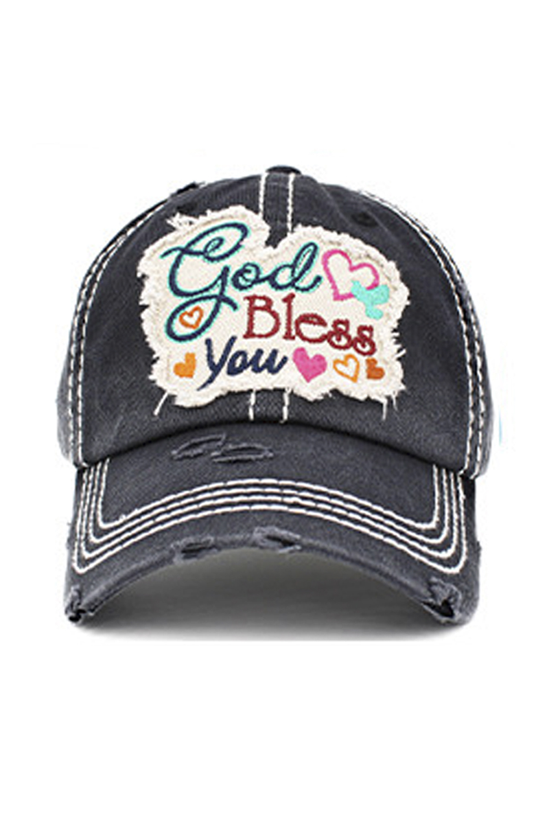 GOD BLESS YOU WASHED VINTAGE BALLCAP | joiaaccessory.com