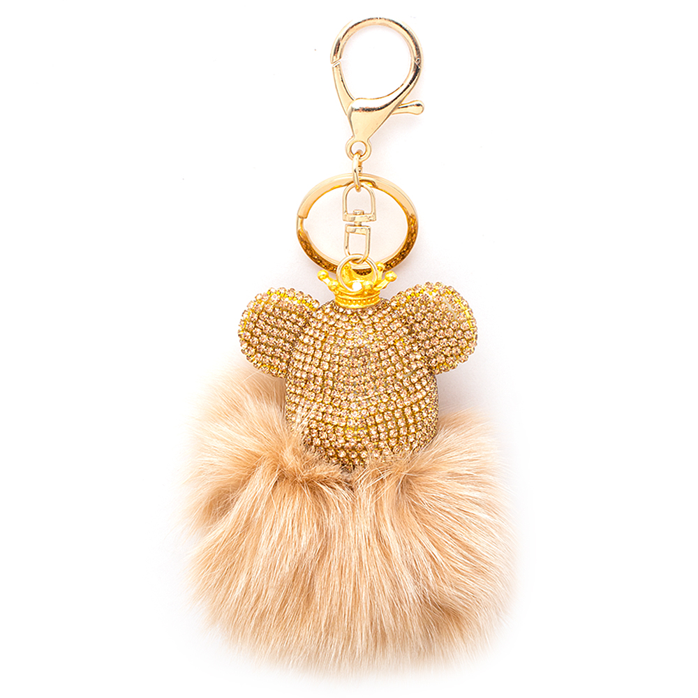 Mink Bling Teddy Bear Keychain