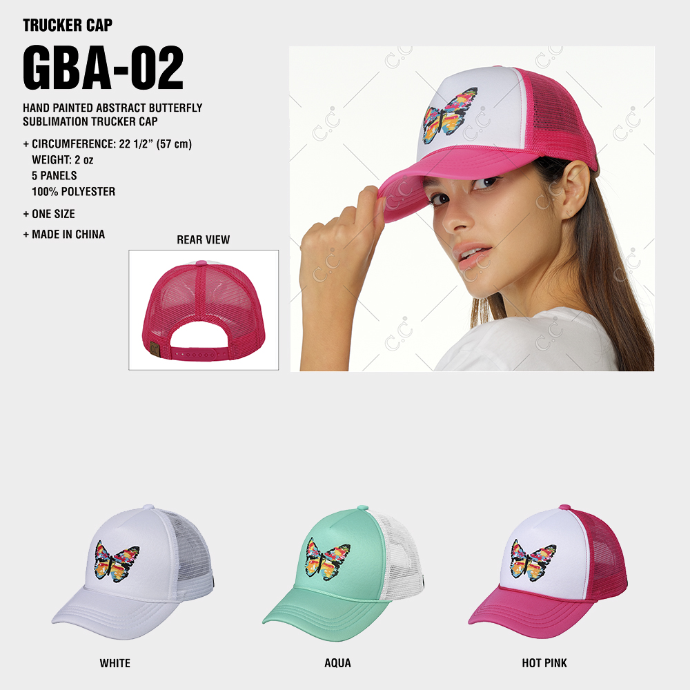C.C Kids Hand Painted Abstract Butterfly Sublimation Trucker Baseball Cap