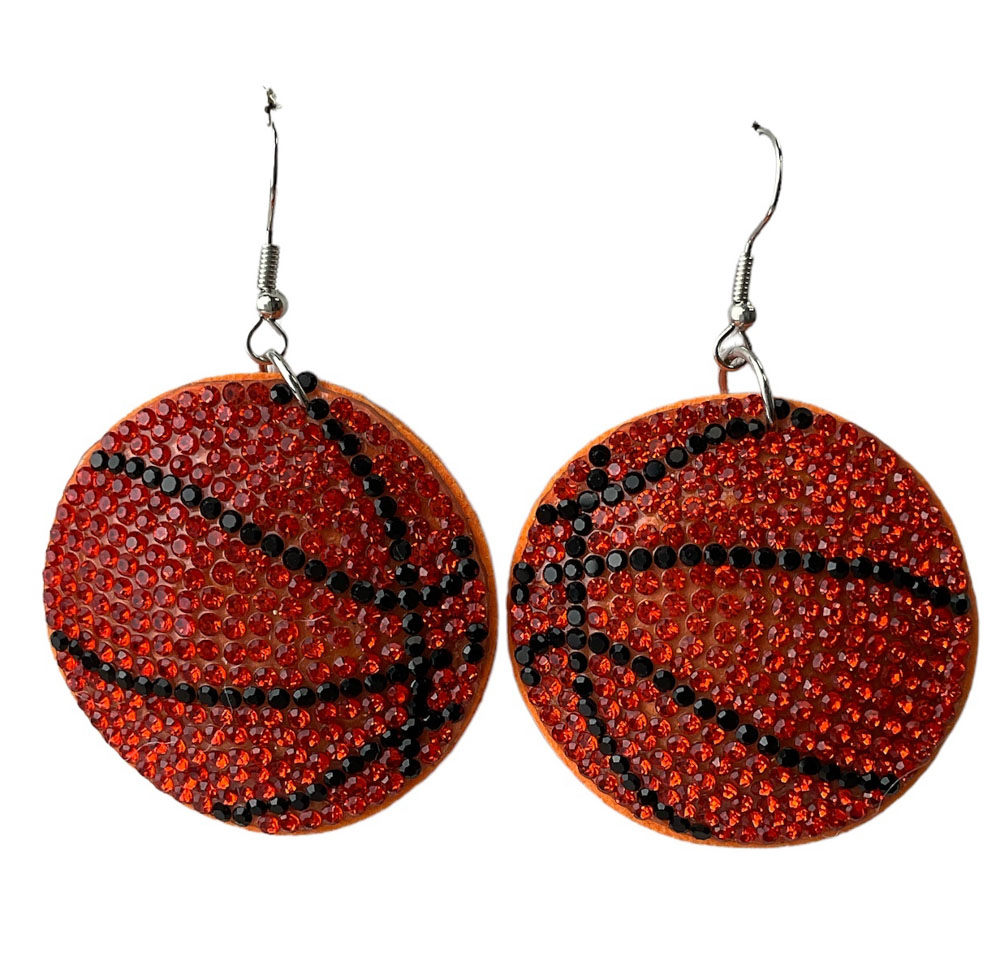 Orange Rhinestone Basketball Necklace