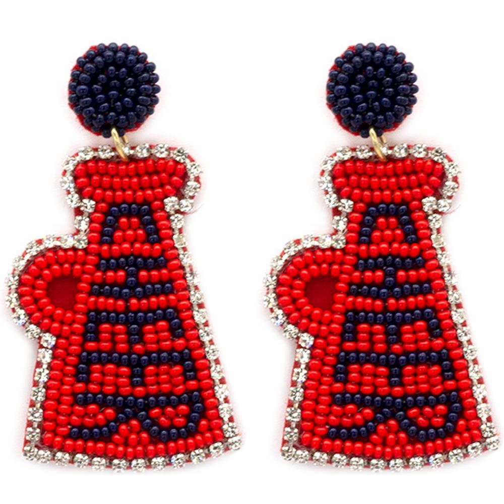 COLLEGIATE SEED BEAD CHEER DANGLE EARRING | joiaaccessory.com