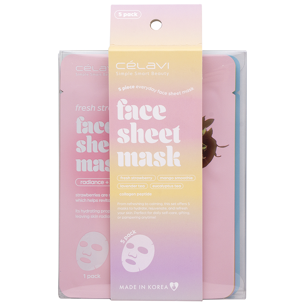 CELAVI 5PC EVERYDAY FACE SHEET MASK | joiaaccessory.com